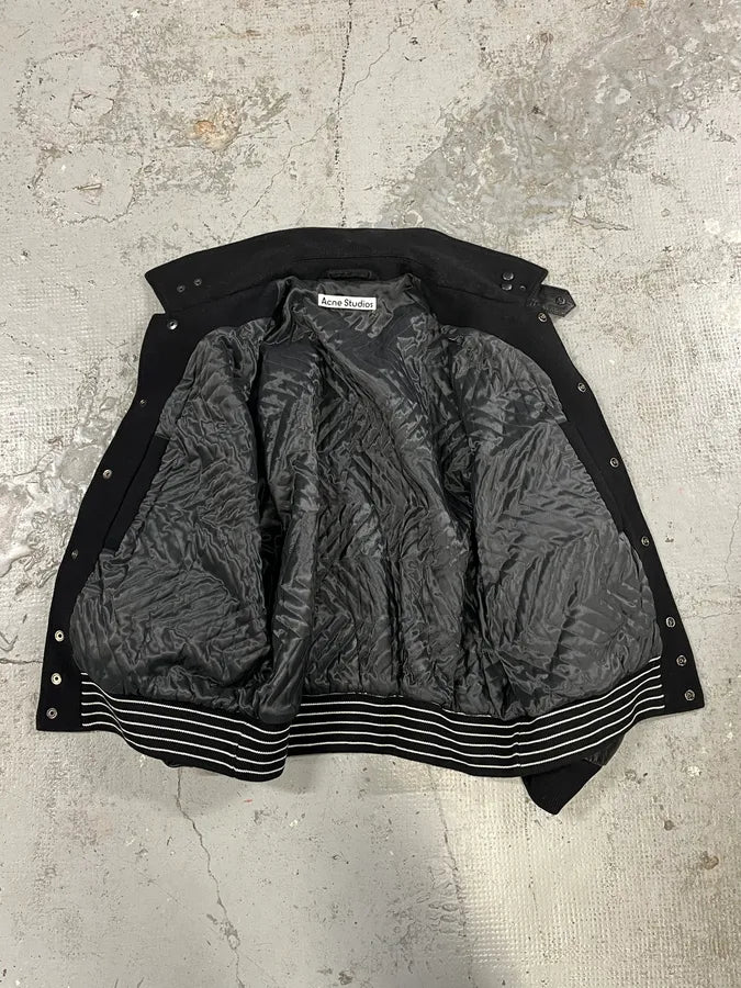 Acne Studios Black Wool & Leather Biker Jacket ktzqtQw 5