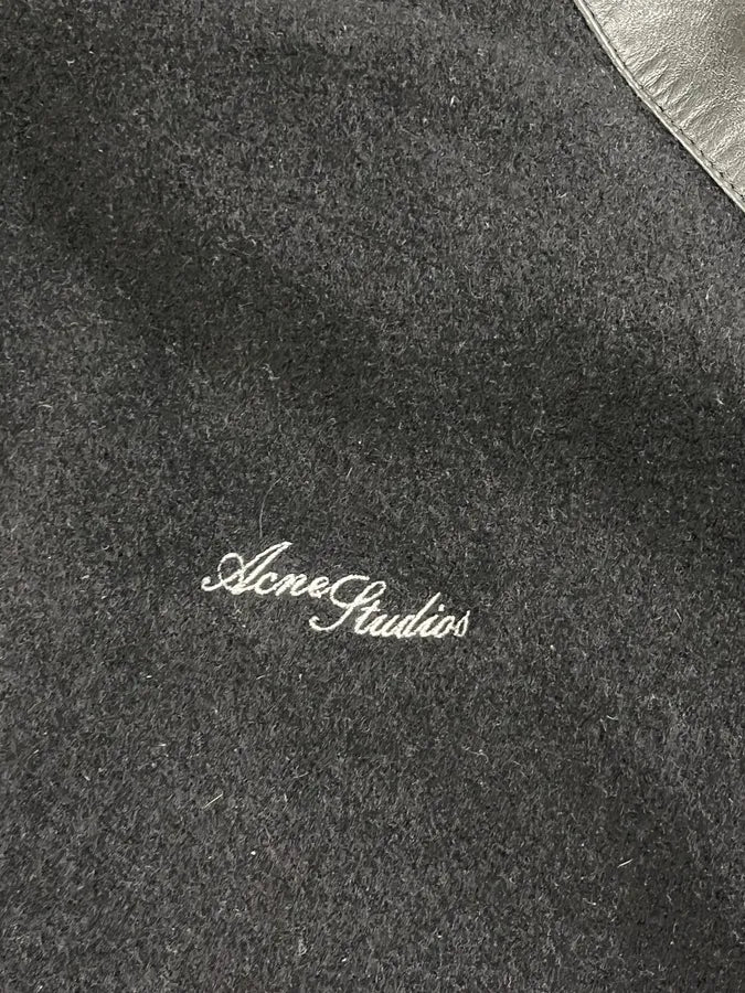 Acne Studios Black Wool & Leather Biker Jacket ktzqtQw 7