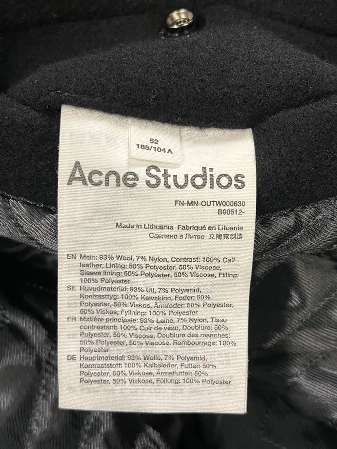 Acne Studios Black Wool & Leather Biker Jacket ktzqtQw 9