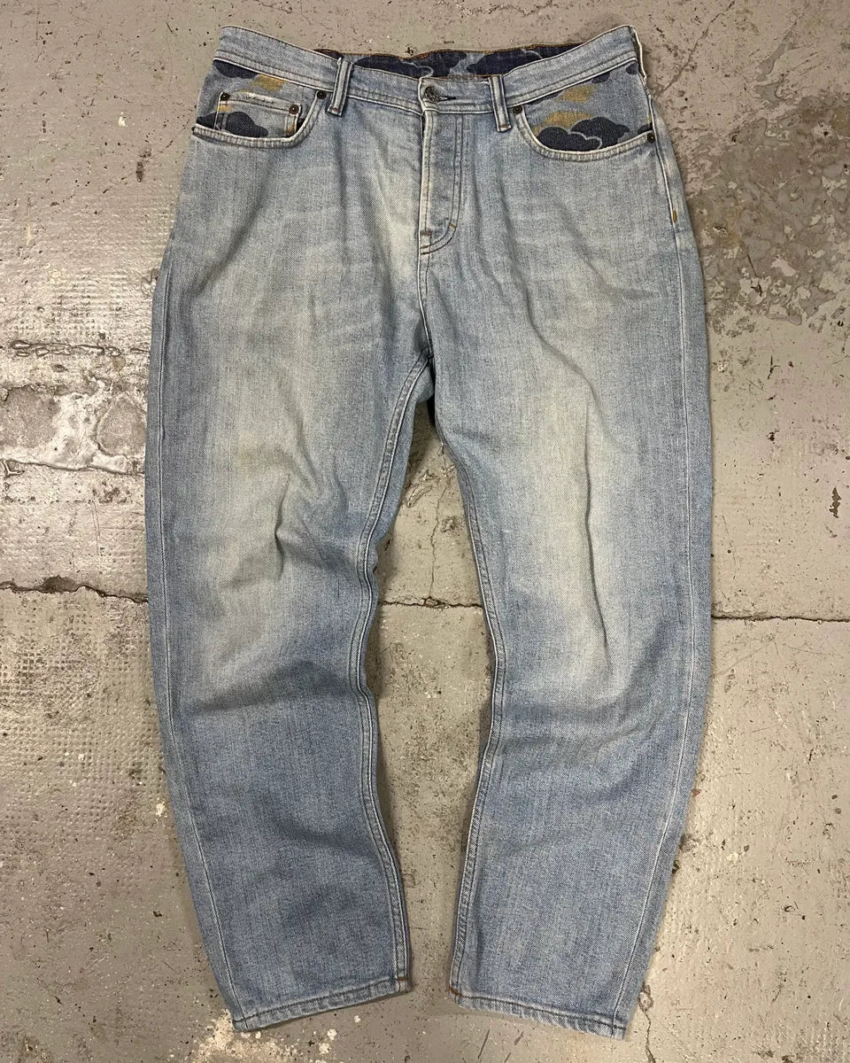 Acne Studios Blue Denim Camouflage Jeans (S/M) MIEzRPw 0