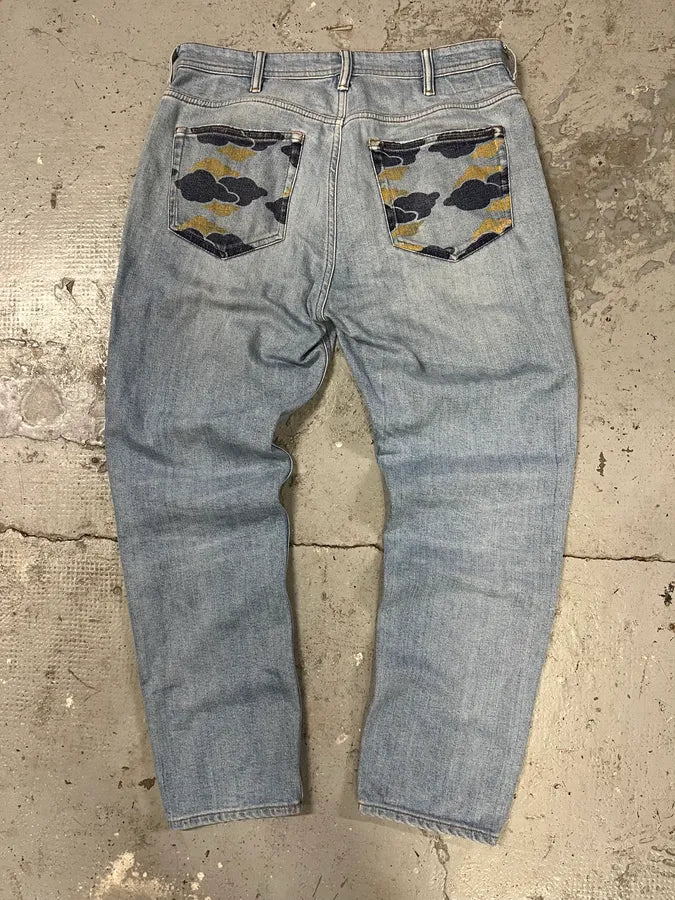 Acne Studios Blue Denim Camouflage Jeans (S/M) MIEzRPw 1