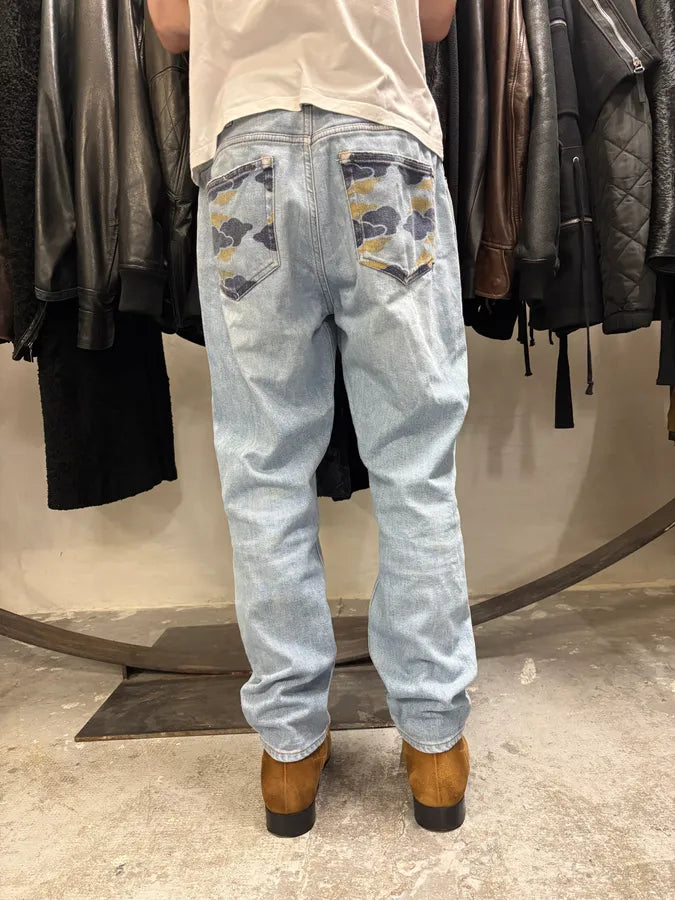 Acne Studios Blue Denim Camouflage Jeans (S/M) MIEzRPw 4