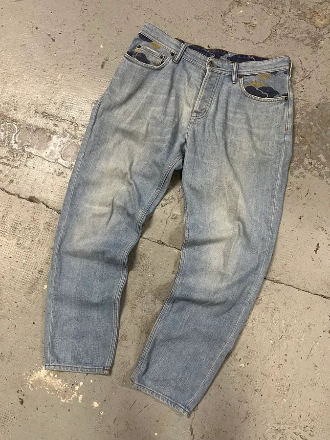 Acne Studios Blue Denim Camouflage Jeans (S/M) MIEzRPw 5