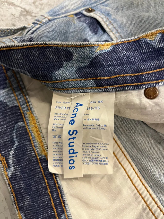 Acne Studios Blue Denim Camouflage Jeans (S/M) MIEzRPw 8