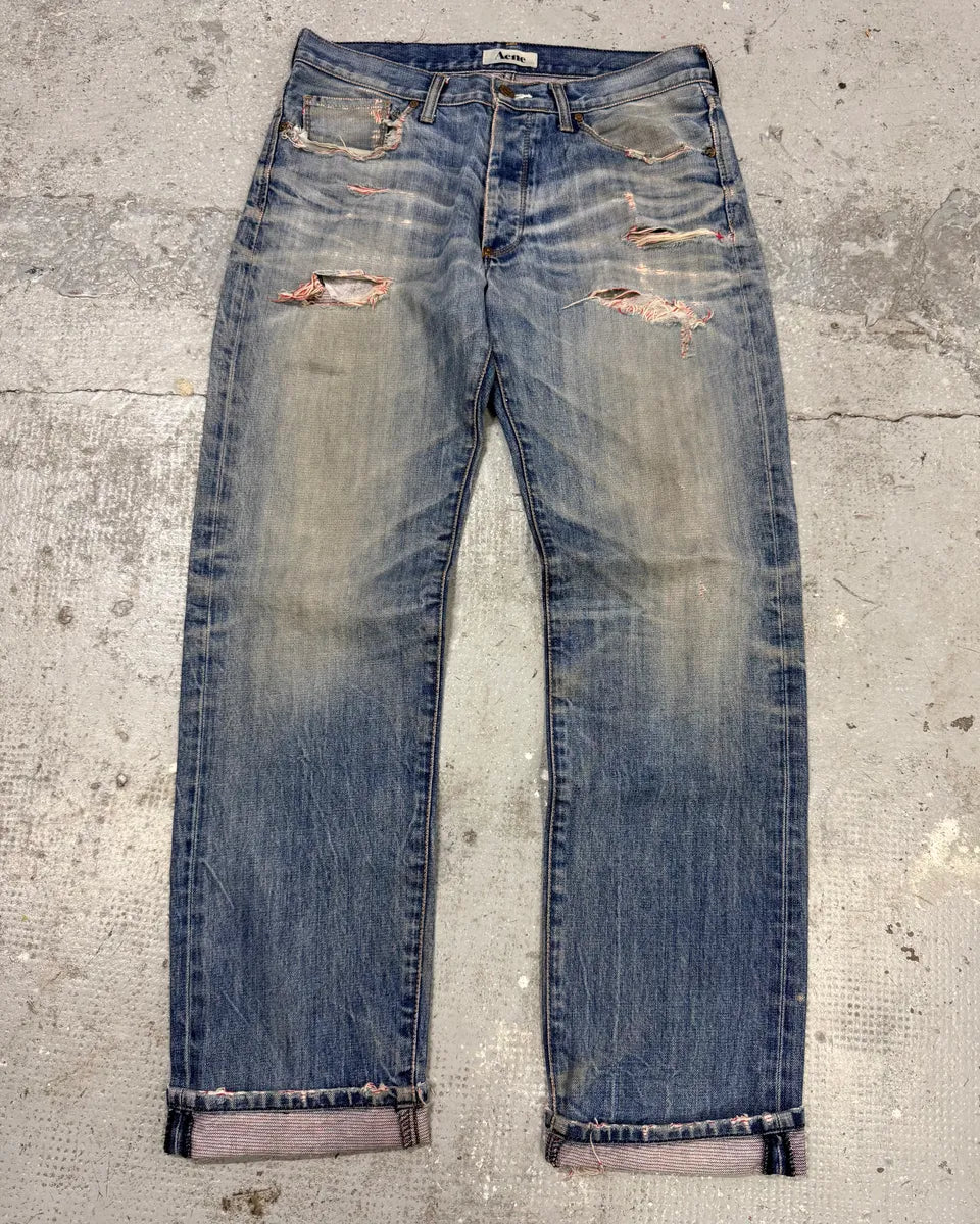 Acne Studios Blue Distressed Denim Jeans (M) devqhAW 0