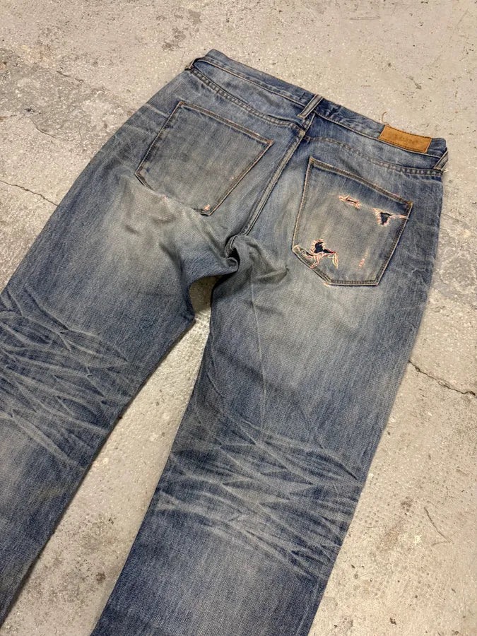 Acne Studios Blue Distressed Denim Jeans (M) devqhAW 3