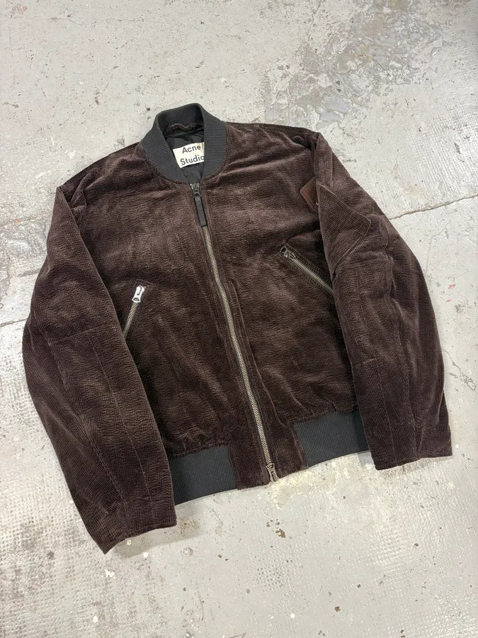 Acne Studios Brown Bomber Velvet Jacket gHsWteY 3