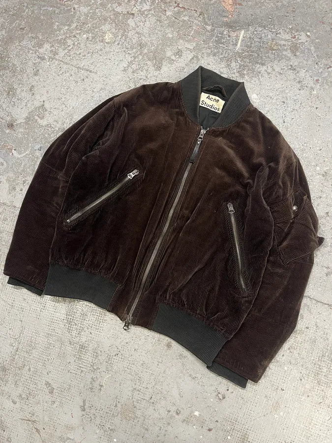Acne Studios Brown Velvet Bomber Jacket yEdTGEc 3