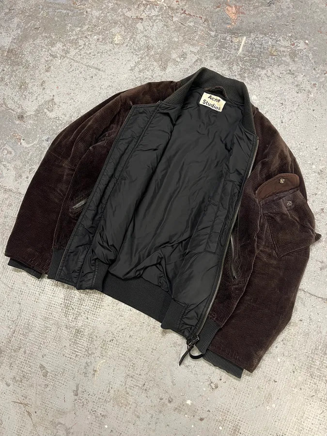 Acne Studios Brown Velvet Bomber Jacket yEdTGEc 4