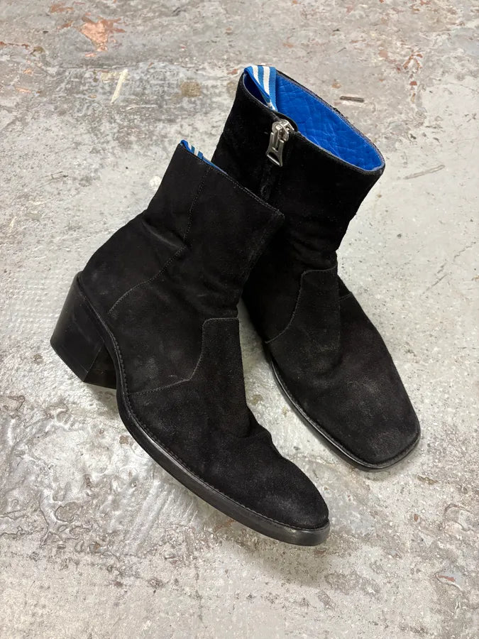 Acne Studios Cuban Black Suede Leather Boots BzjVBSo 4