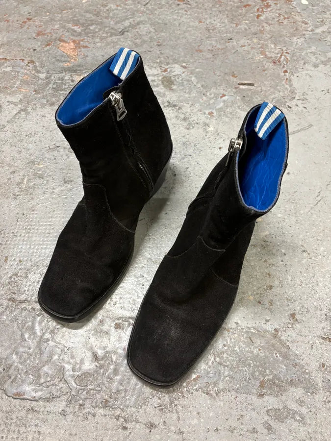 Acne Studios Cuban Black Suede Leather Boots BzjVBSo 2