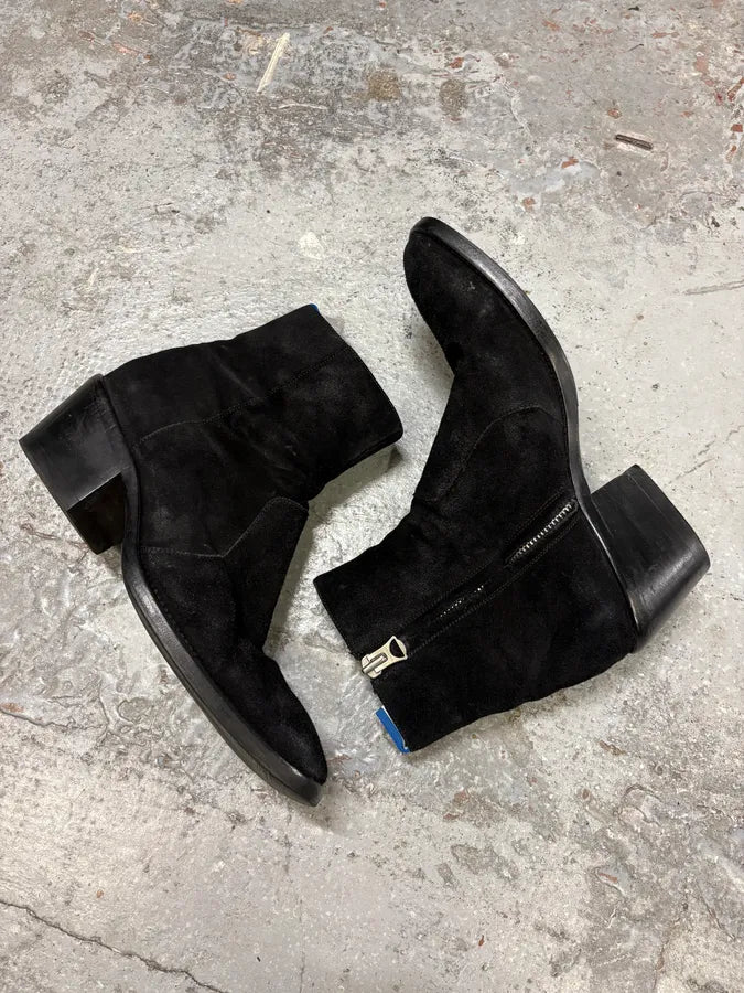Acne Studios Cuban Black Suede Leather Boots BzjVBSo 5
