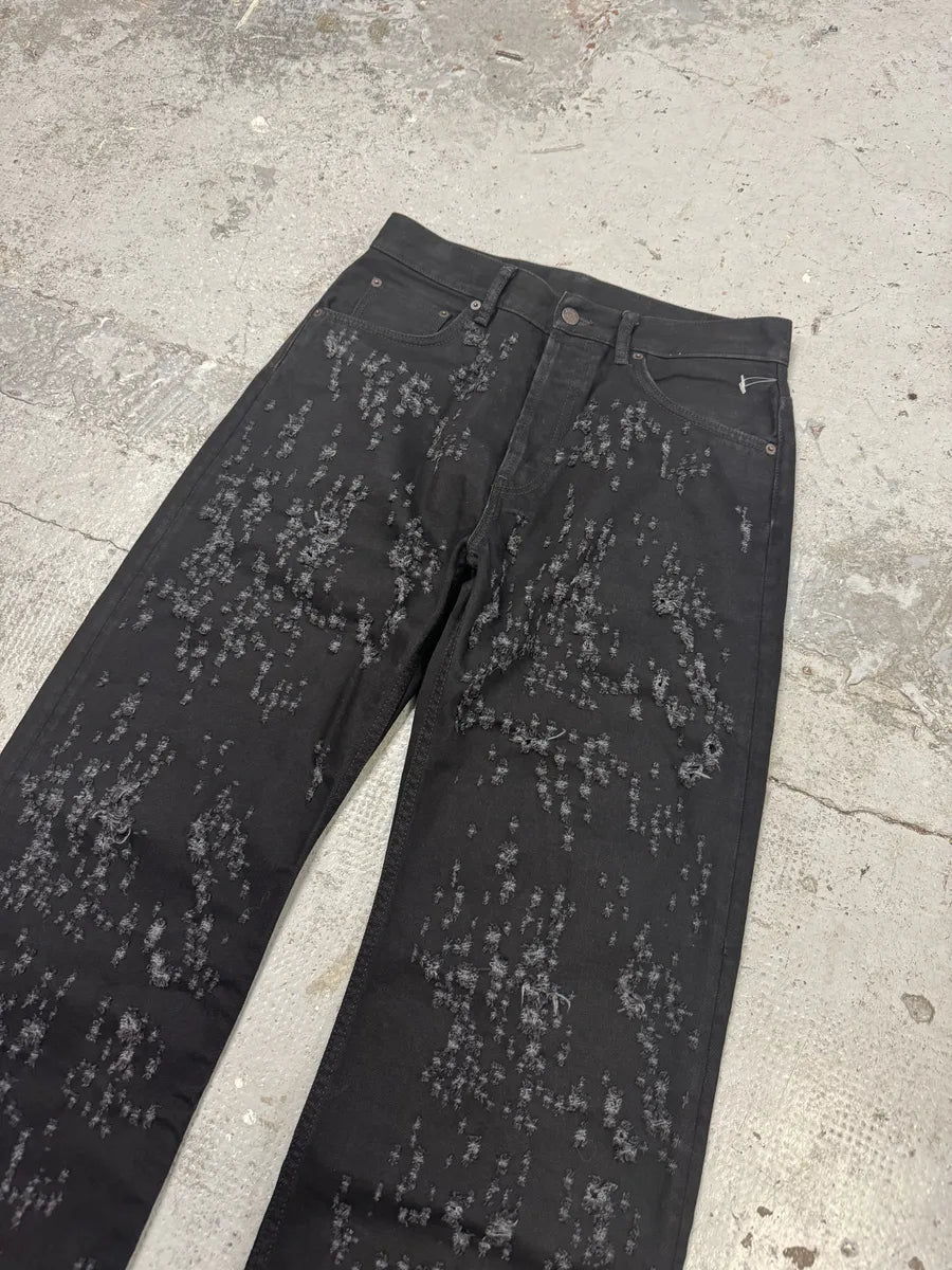 Acne Studios Distressed Holes Black Jeans hiXPKzb 5