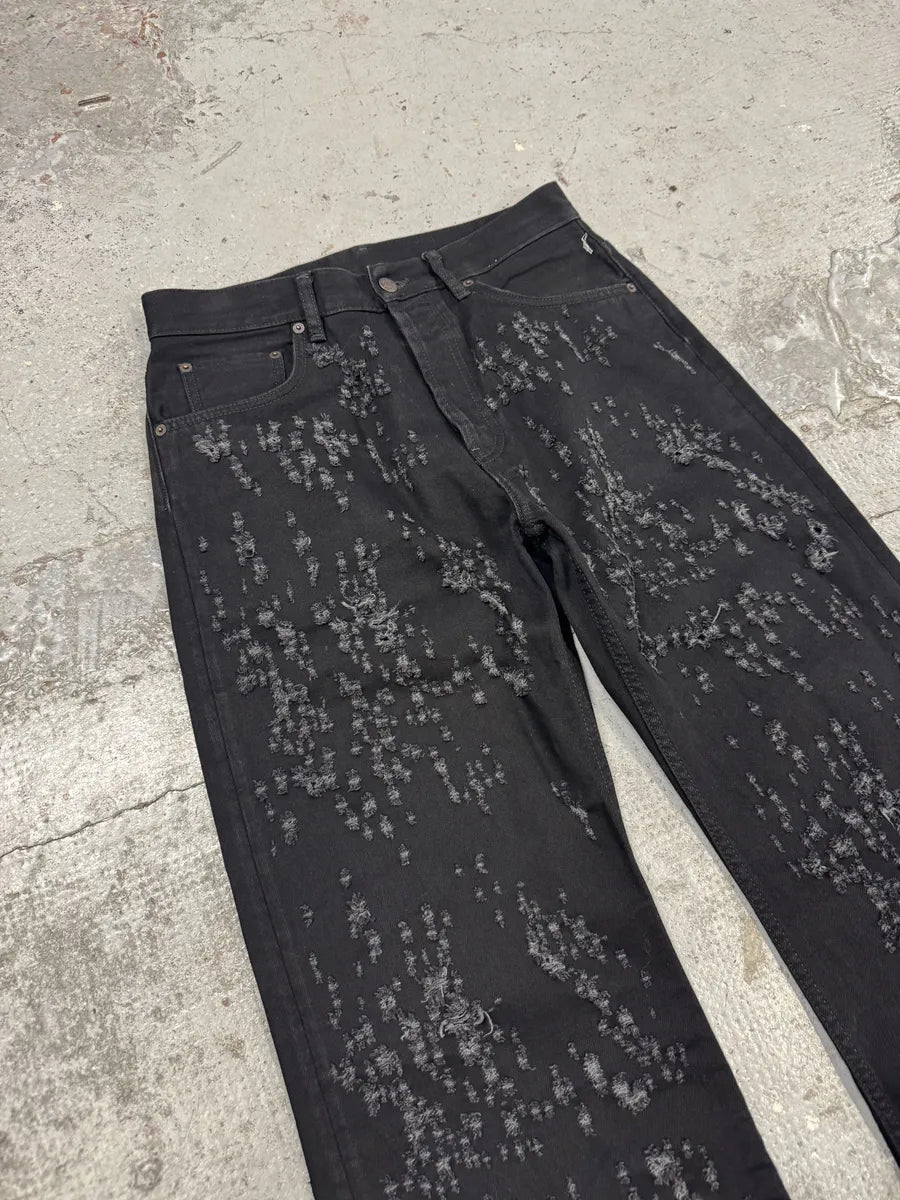 Acne Studios Distressed Holes Black Jeans hiXPKzb 6