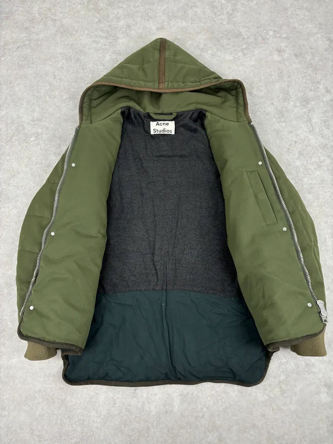 Acne Studios Green Nylon Quilted Puffer Jacket wKFSEyd 6