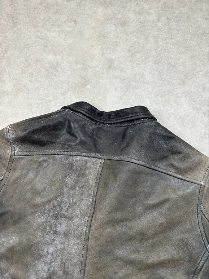 SS2009 Acne Studios Grey Leather Distressed Perfecto Jacket aTmOrYY 6