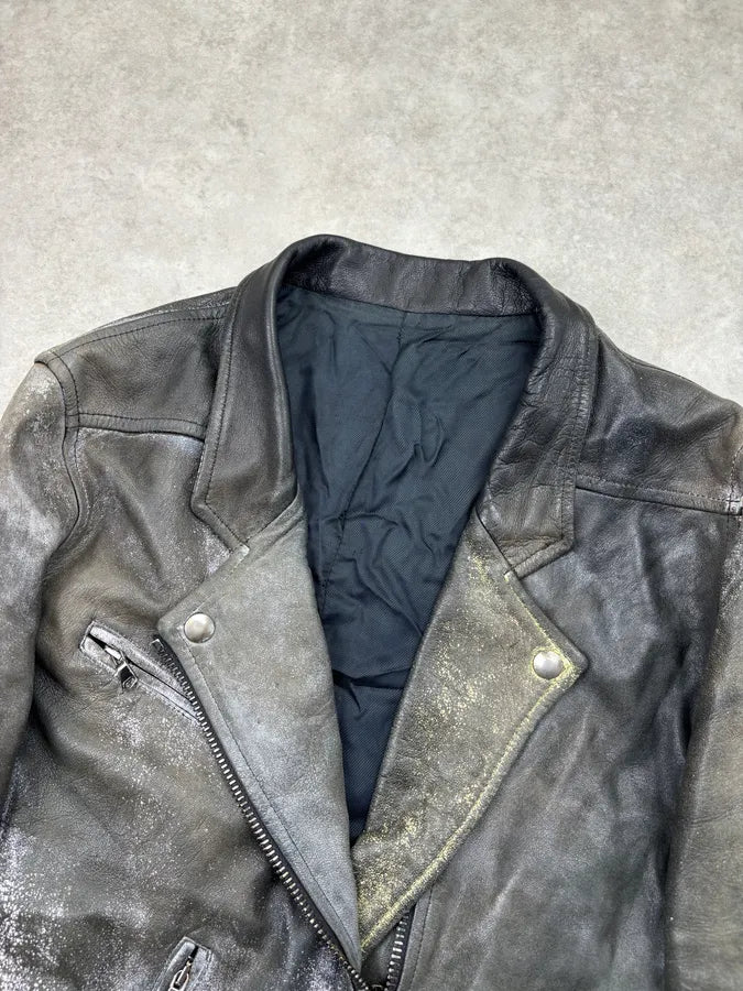 SS2009 Acne Studios Grey Leather Distressed Perfecto Jacket aTmOrYY 3