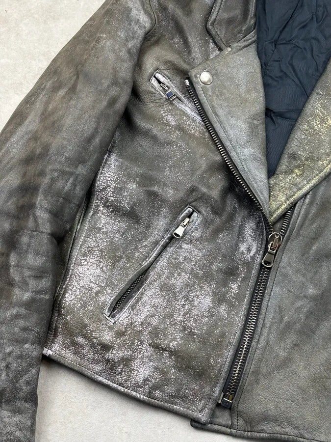 SS2009 Acne Studios Grey Leather Distressed Perfecto Jacket aTmOrYY 4
