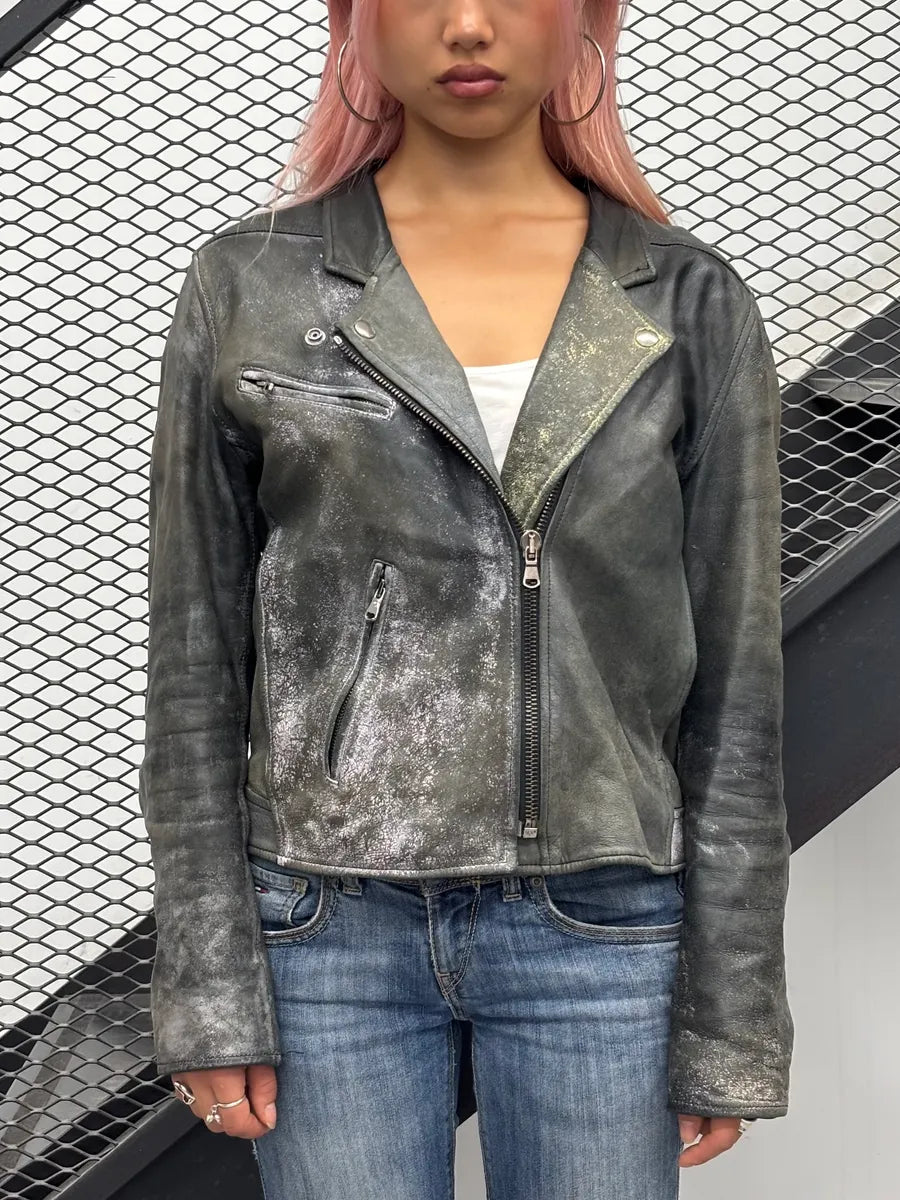 SS2009 Acne Studios Grey Leather Distressed Perfecto Jacket aTmOrYY 1