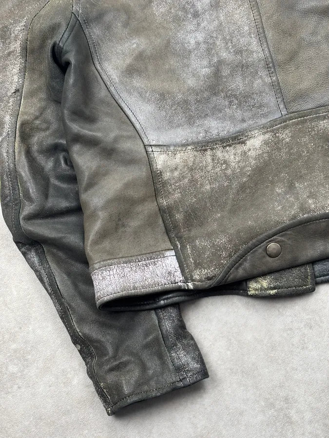 SS2009 Acne Studios Grey Leather Distressed Perfecto Jacket aTmOrYY 8