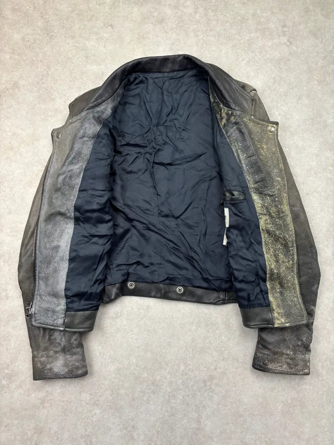 SS2009 Acne Studios Grey Leather Distressed Perfecto Jacket aTmOrYY 7