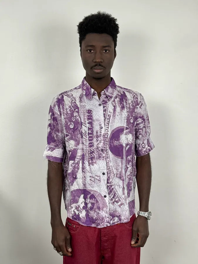 SS2013 Acne Studios Purple Dollar Short Sleeve Shirt  SNJlhOl 1