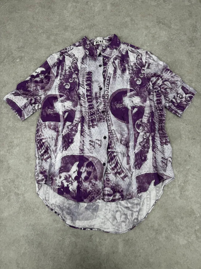 SS2013 Acne Studios Purple Dollar Short Sleeve Shirt  SNJlhOl 0