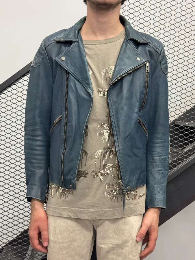 AW2010 Acne Studios Navy Eroded Biker Perfecto Leather Jacket SOUMcgk 1