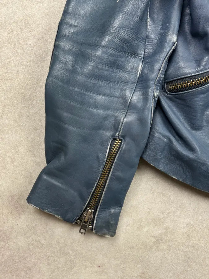 AW2010 Acne Studios Navy Eroded Biker Perfecto Leather Jacket SOUMcgk 8