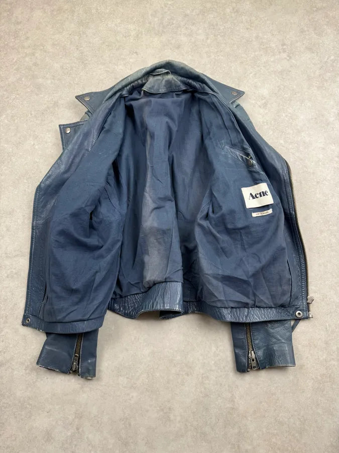 AW2010 Acne Studios Navy Eroded Biker Perfecto Leather Jacket SOUMcgk 9