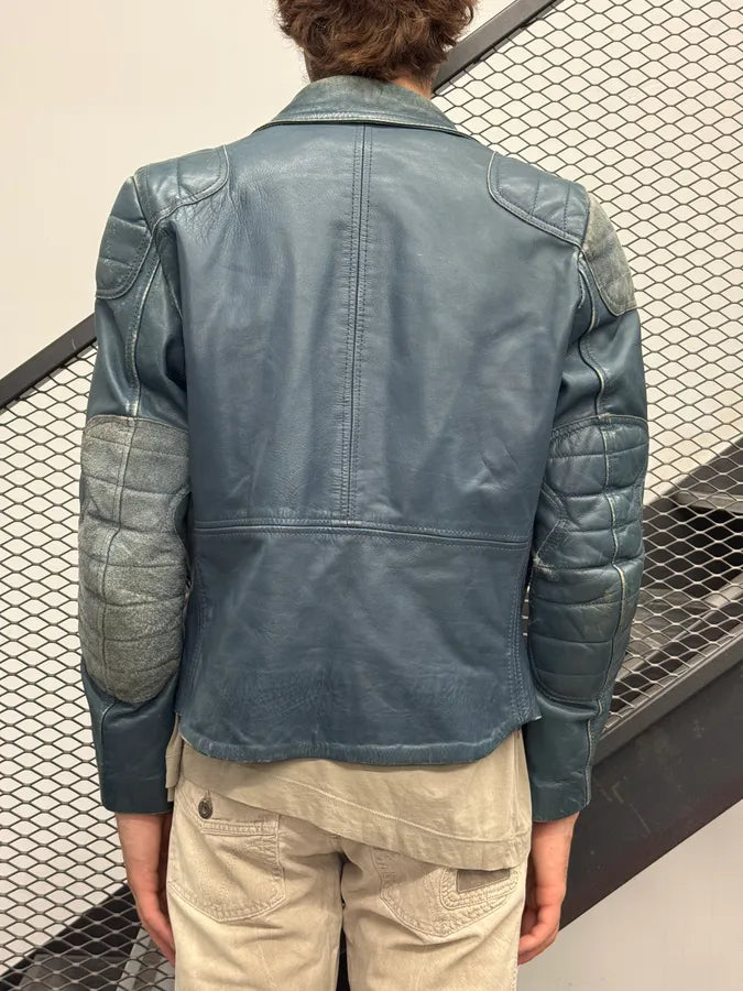 AW2010 Acne Studios Navy Eroded Biker Perfecto Leather Jacket SOUMcgk 2