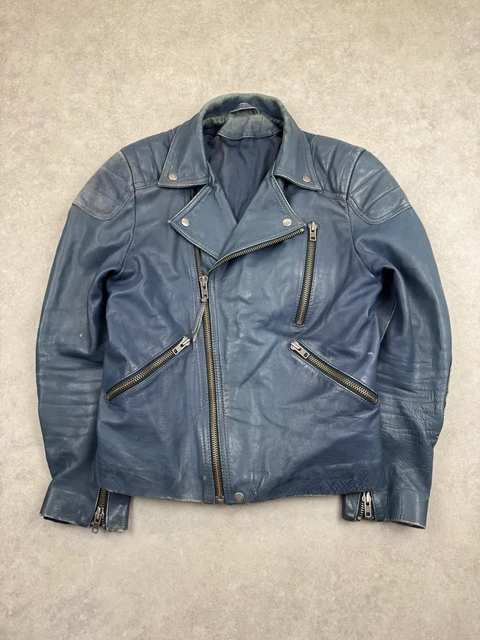 AW2010 Acne Studios Navy Eroded Biker Perfecto Leather Jacket SOUMcgk 0