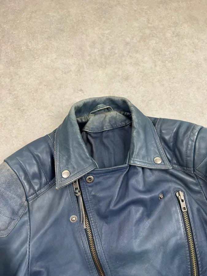 AW2010 Acne Studios Navy Eroded Biker Perfecto Leather Jacket SOUMcgk 5