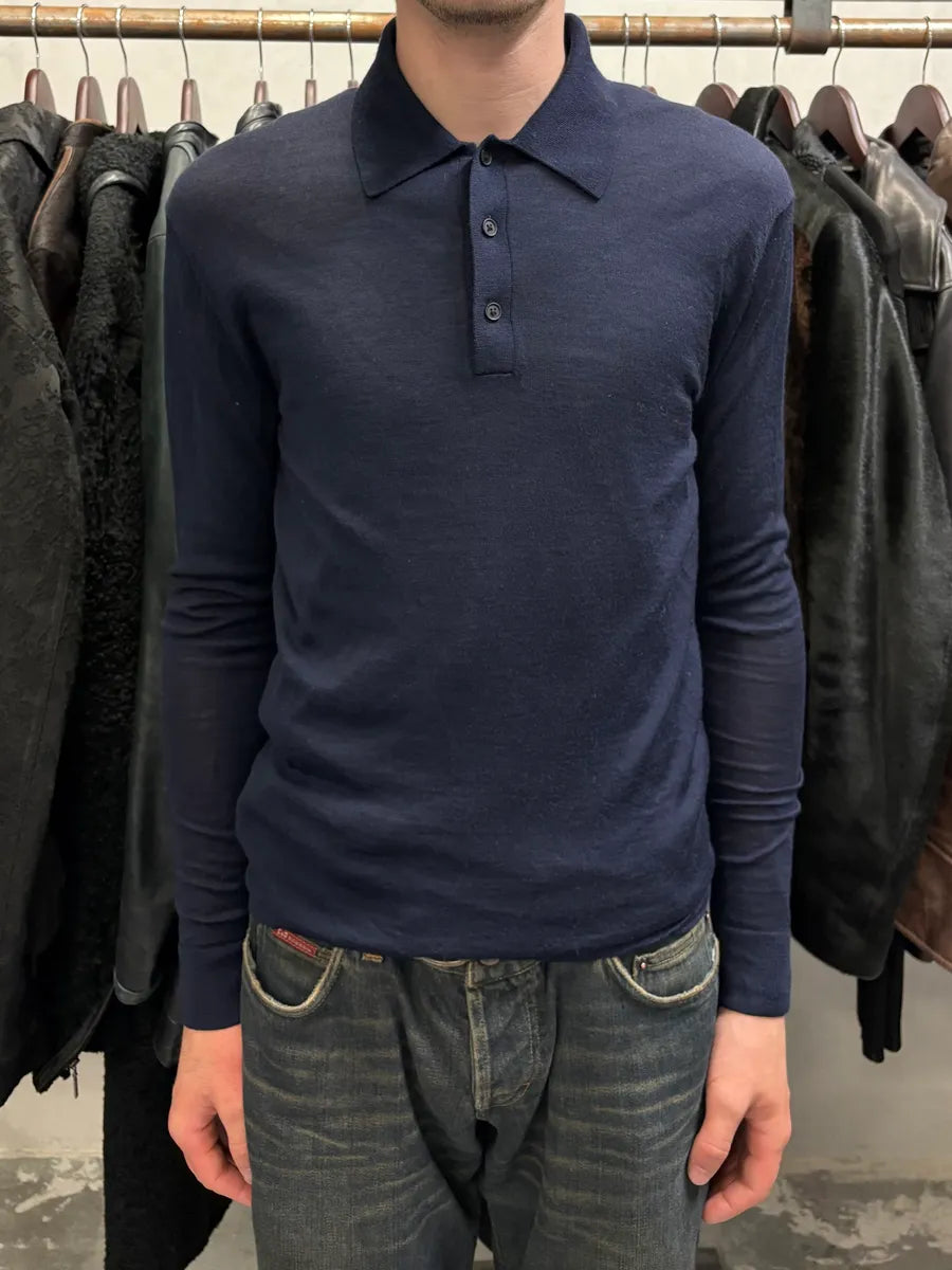 Acne Studios Navy Polo Sweater (S) AjcIvnb 1
