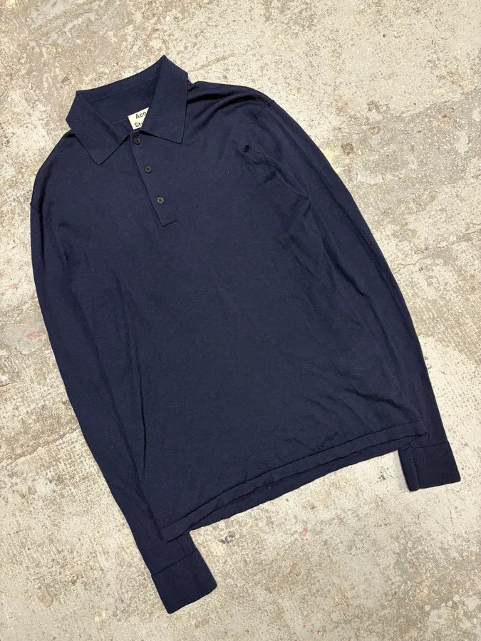 Acne Studios Navy Polo Sweater (S) AjcIvnb 3