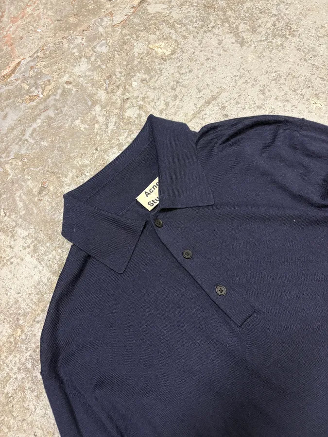 Acne Studios Navy Polo Sweater (S) AjcIvnb 4
