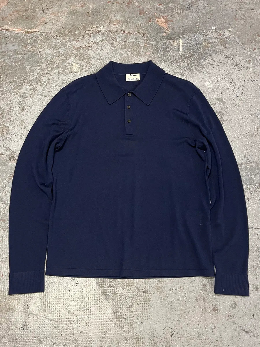 Acne Studios Navy Wool Polo Sweater ndPcSPO 0