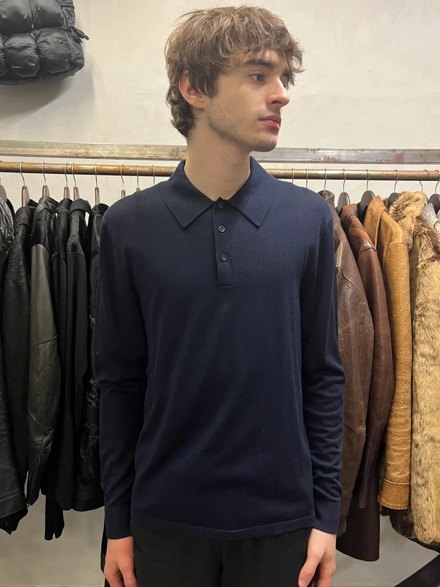 Acne Studios Navy Wool Polo Sweater ndPcSPO 1