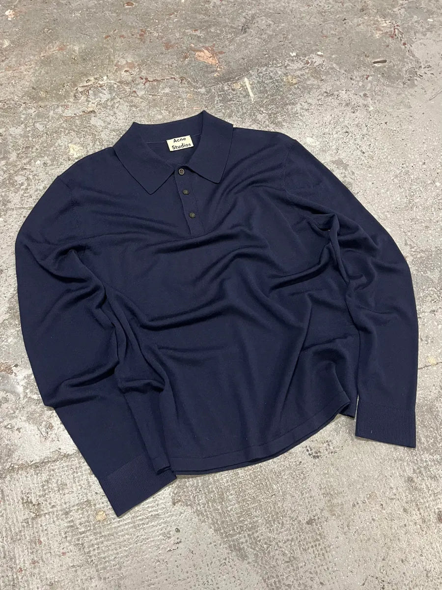 Acne Studios Navy Wool Polo Sweater ndPcSPO 3