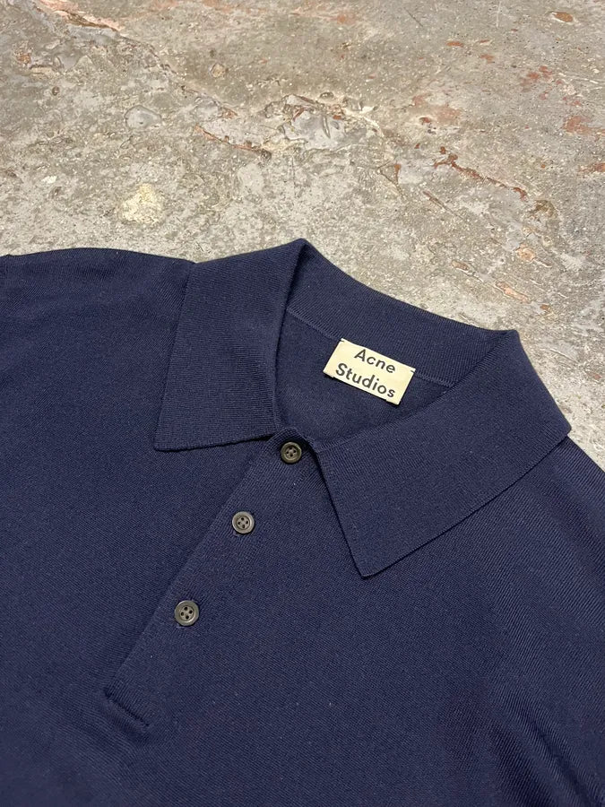 Acne Studios Navy Wool Polo Sweater ndPcSPO 4