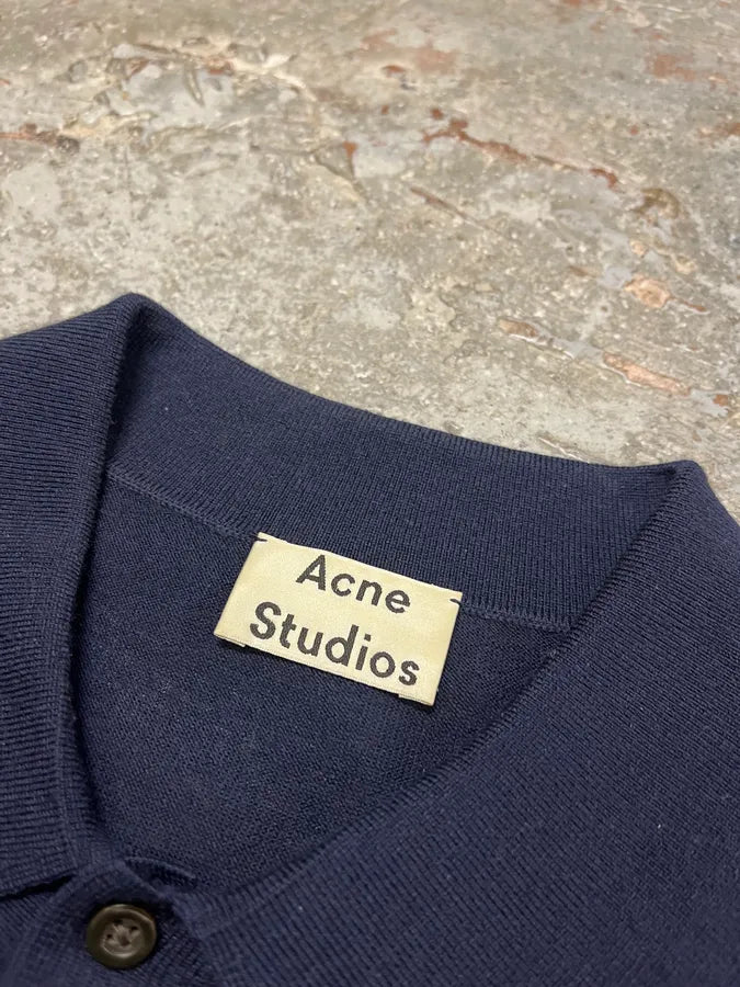 Acne Studios Navy Wool Polo Sweater ndPcSPO 7