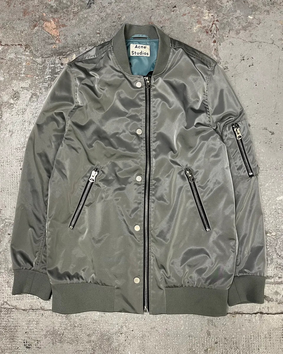 Acne Studios Nylon Pale Green Bomber Jacket (S) MzZysgI 0