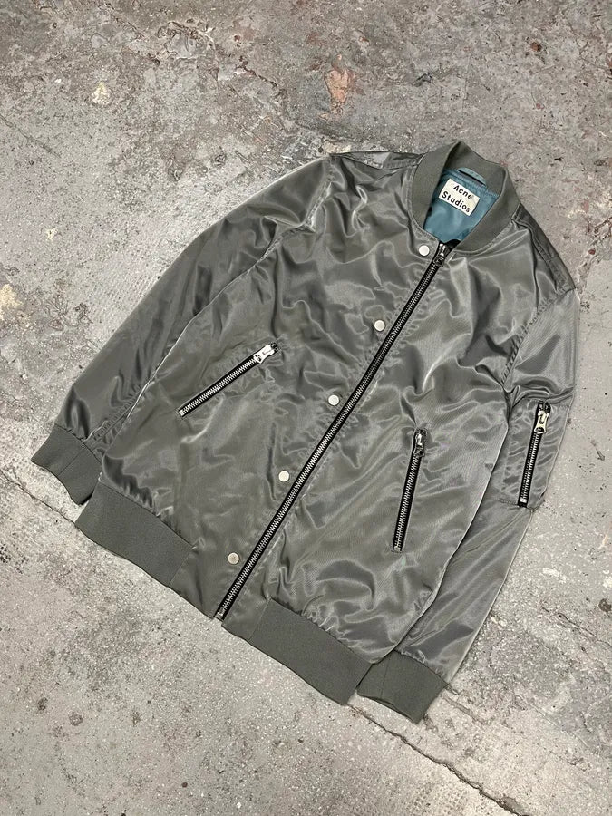 Acne Studios Nylon Pale Green Bomber Jacket (S) MzZysgI 1