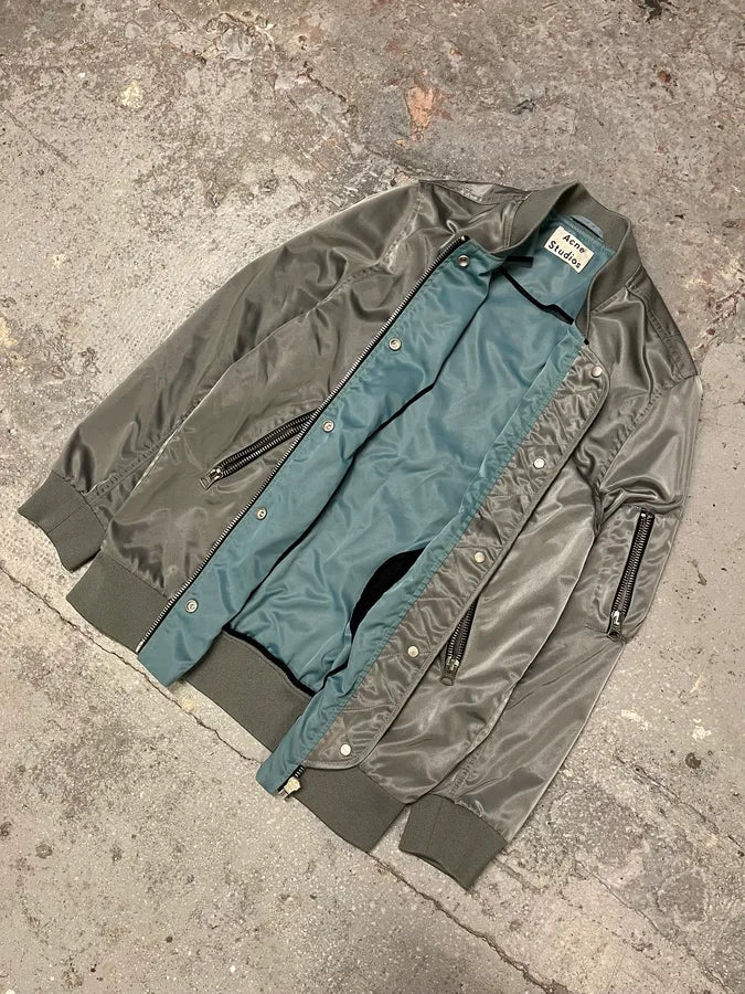 Acne Studios Nylon Pale Green Bomber Jacket (S) MzZysgI 2