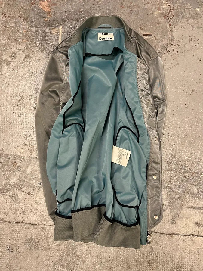 Acne Studios Nylon Pale Green Bomber Jacket (S) MzZysgI 5