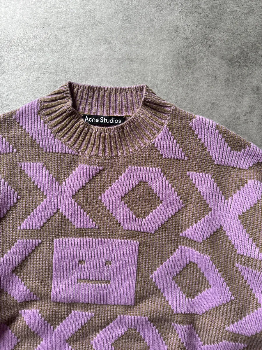 Acne Studios Pink Intarsia Wool Logo Sweater CPKvOQn 5