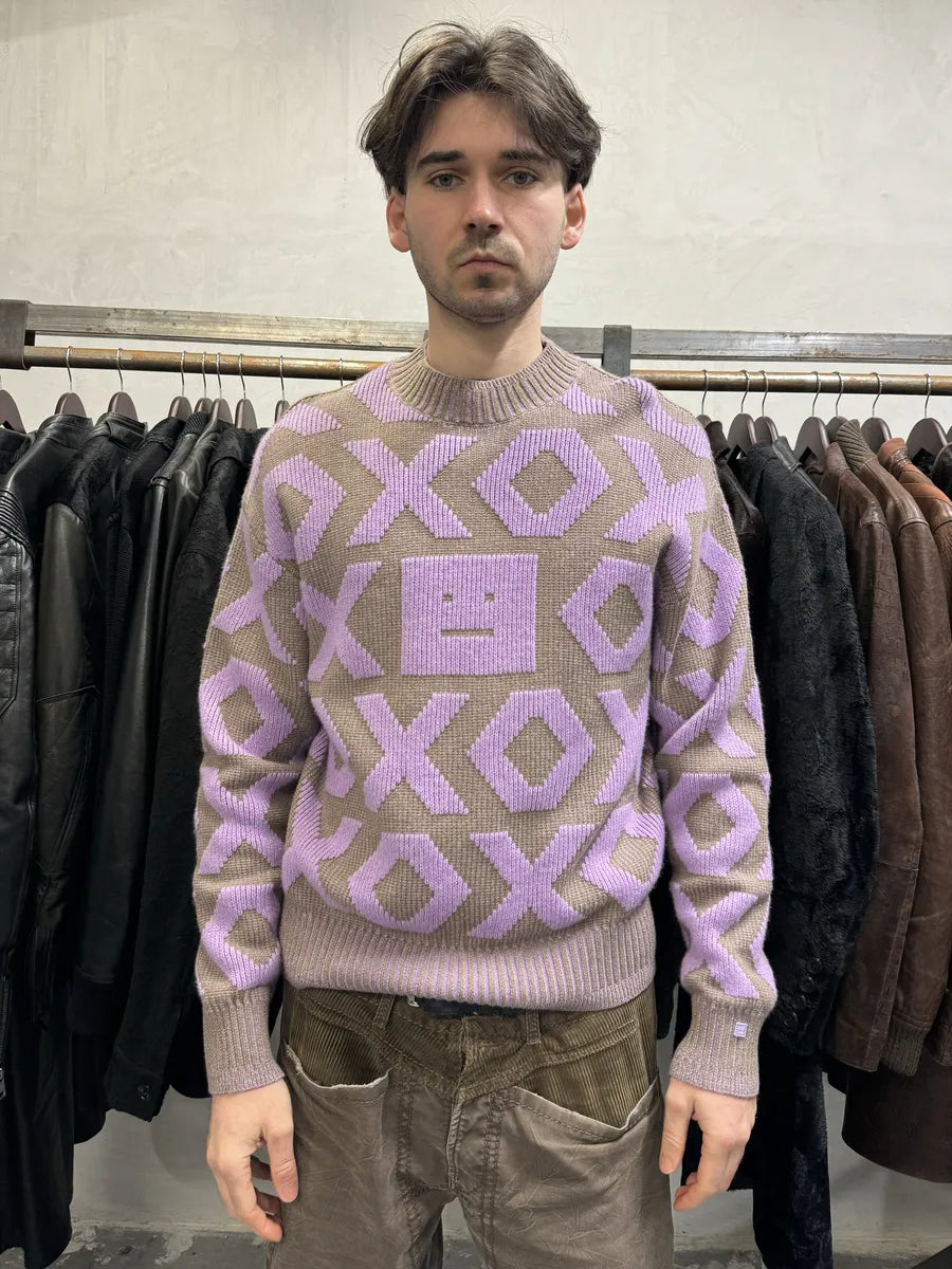 Acne Studios Pink Intarsia Wool Logo Sweater CPKvOQn 0