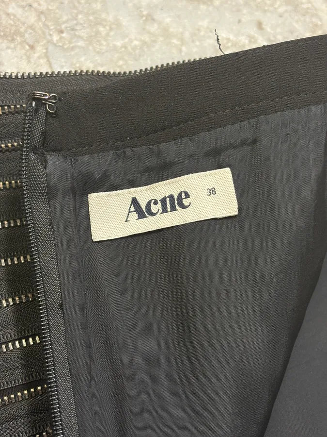 Acne Studios Punk Multi Zips Wavy Relief Black Skirt XHYUCKZ 6