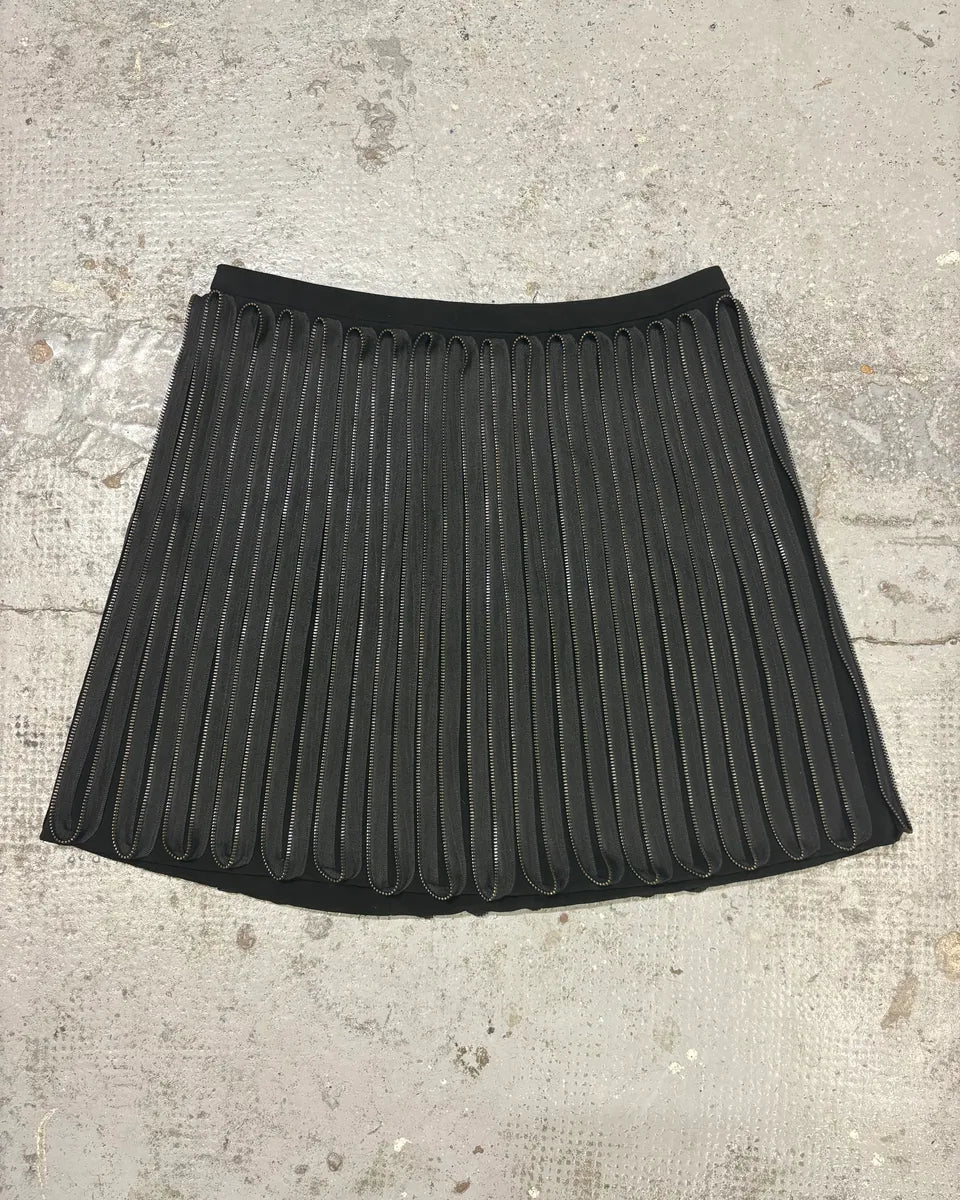 Acne Studios Punk Multi Zips Wavy Relief Black Skirt XHYUCKZ 2