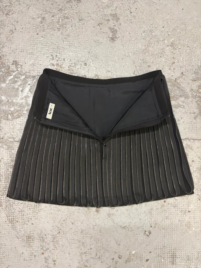 Acne Studios Punk Multi Zips Wavy Relief Black Skirt XHYUCKZ 7